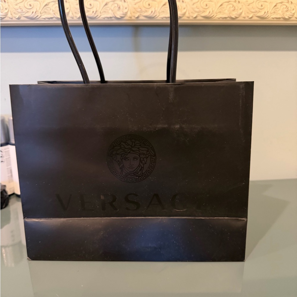 Versace Black Shopping Bag with Plastic Handles - Wallet/Sunglasses